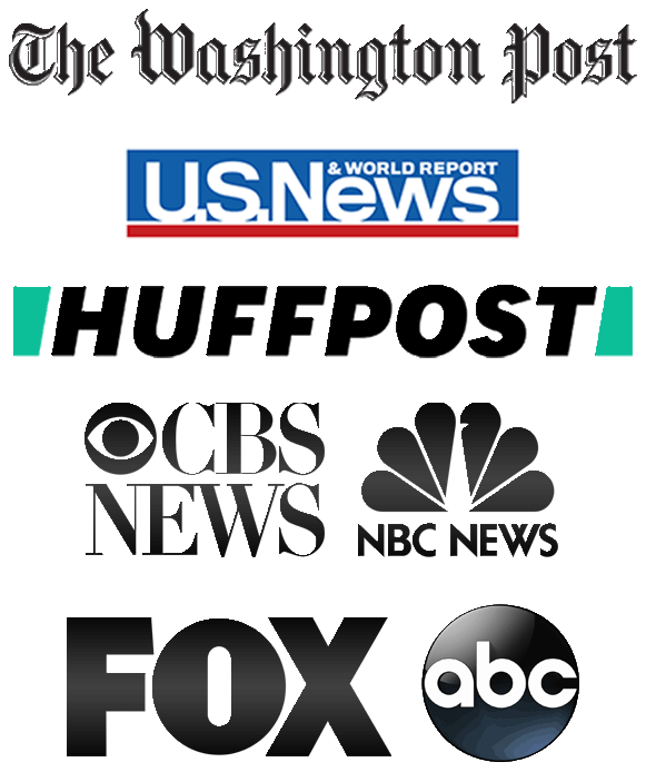 Logos for several print and television media outlets